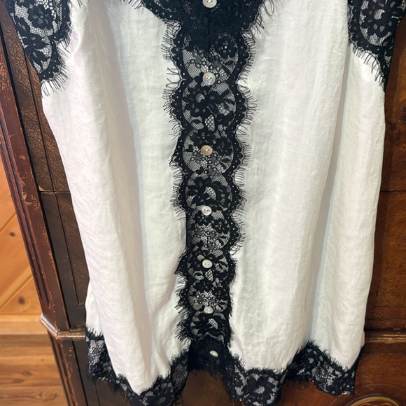 Black Lacy on White Camisole Medium - Picture 2 of 6